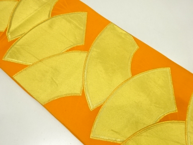 JAPANESE KIMONO / ANTIQUE FUKURO OBI / WOVEN FOLDING FAN PATTERN